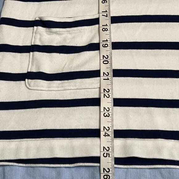 kate spade Women's Sweater White Navy Stripes Long Sleeve Size XL V-Neck Pockets - Picture 8 of 9